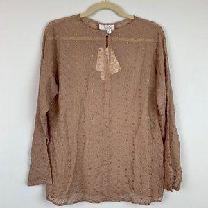Vintage TESS 100% Hand Loom Silk Sheer Blouse Sz‎ S